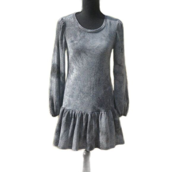 Ultra Flirt Tie Dye Short Drop Waist Sweater Dress Size Small Charcoal - Picture 7 of 10